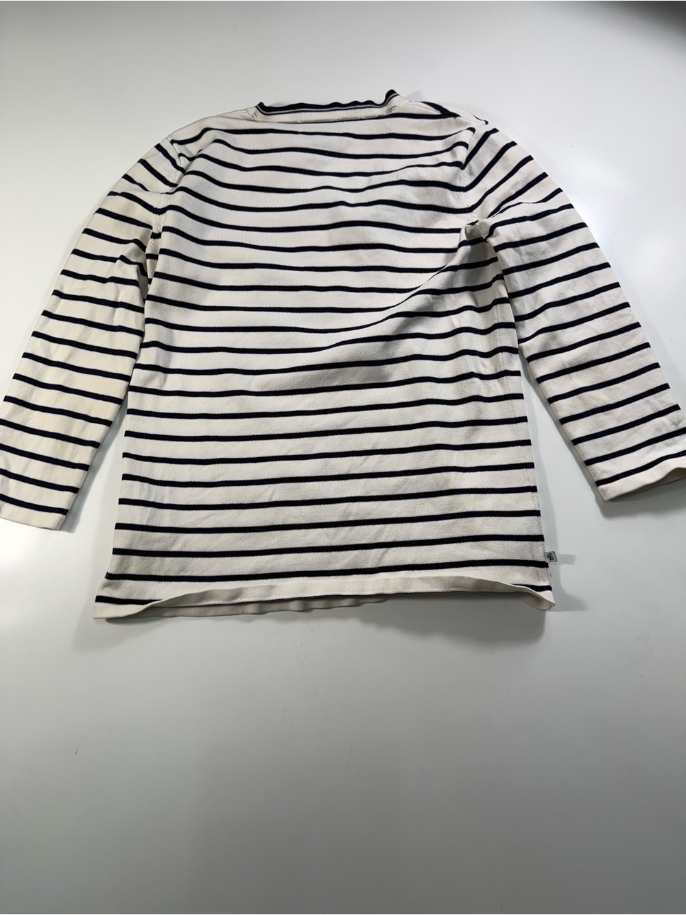 Lauren Ralph Lauren White Sweater with Navy Stripes V-Neck - Picture 9 of 9